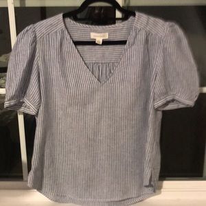 Treasure & Bond Blue White Carpenter Stripe Line Blend Top Size Medium